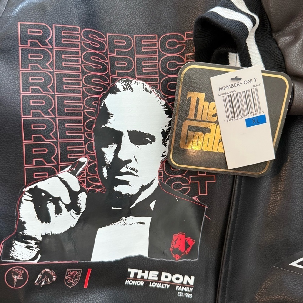 NWT The Godfather X Members Only Vegan Leather Bomber Varsity Jacket - Picture 4 of 5
